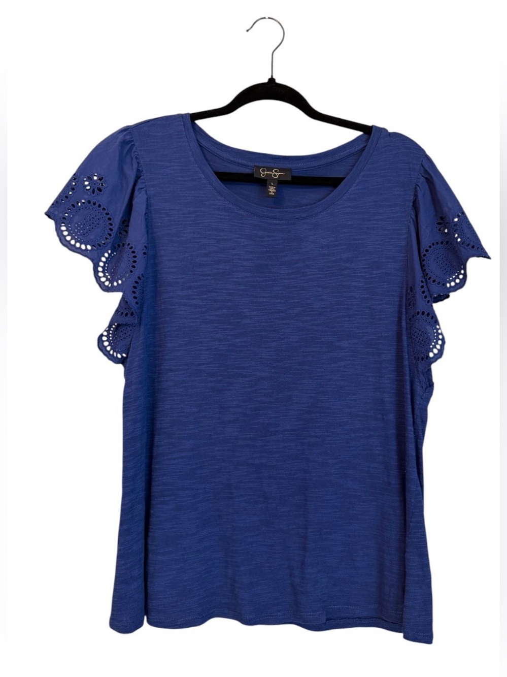 Jessica Simpson 🌼 Eyelet Sleeve Boho Top – Cobalt Blue – Size Large - Picture 3 of 6